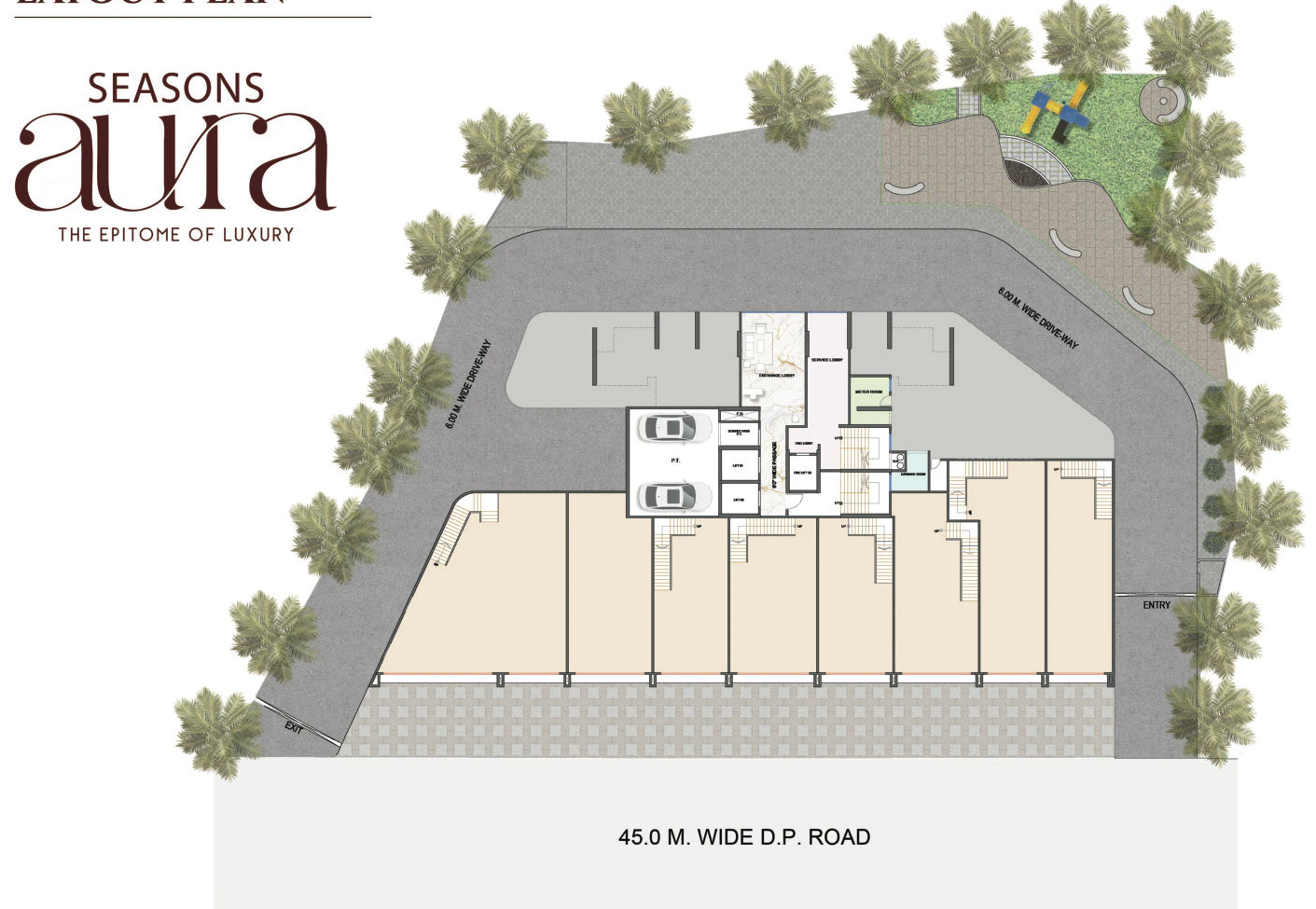 Site layout plan, on the 45 metre D.P. road